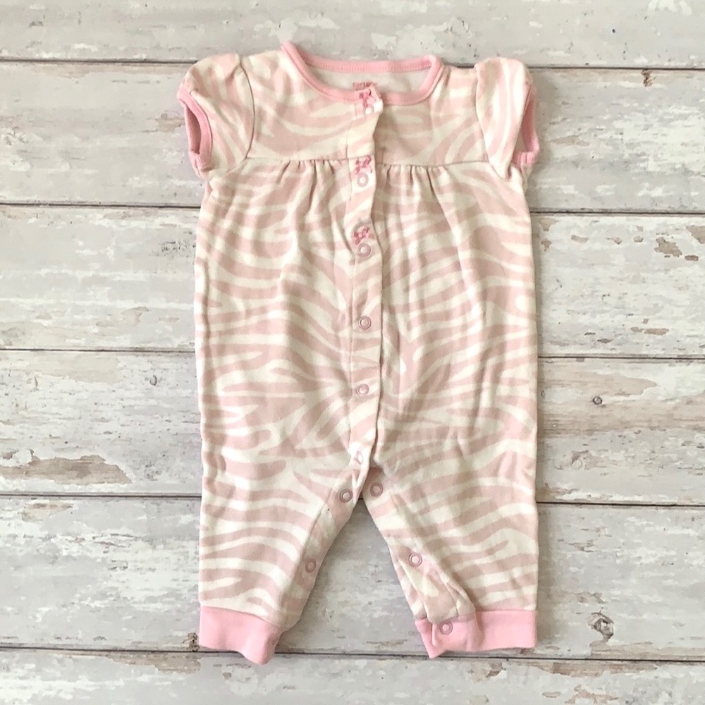 Baby Girl 6m Romper Pink Animal Print Zebra Stripe Carters